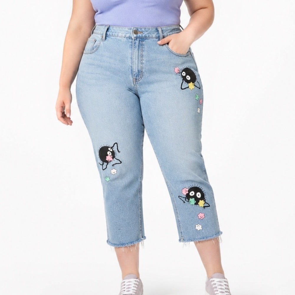 Her Universe Spirited Away Soot Sprite Blue Crop Jeans Plus Size Ghibli Anime